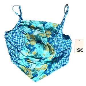 Sonoma Girls XS Crop Bandana floral & Checkered Blue/Yellow Tank Top